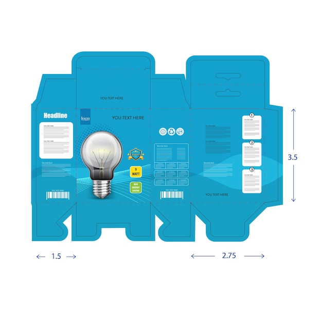 Vector vector resources for white colour bulb product packaging box outline template