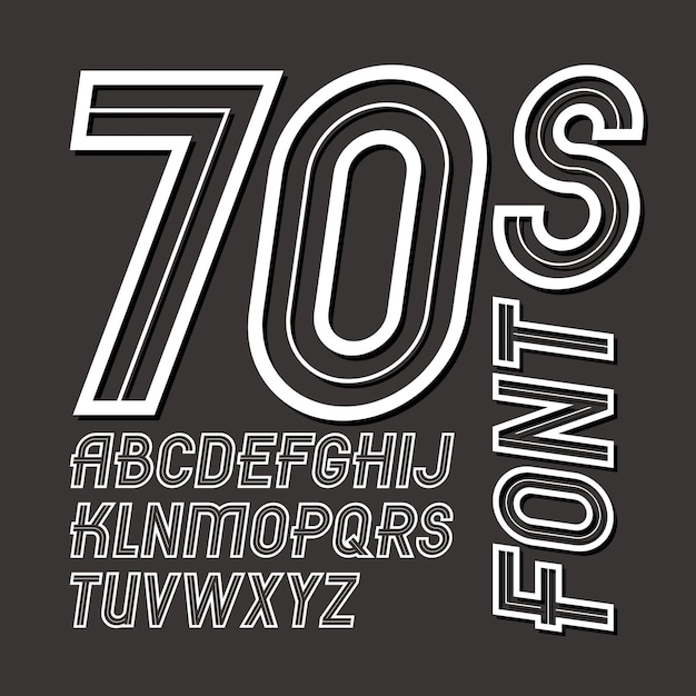 Vector retro 70s capital alphabet letters collection, can be used as logo design elements