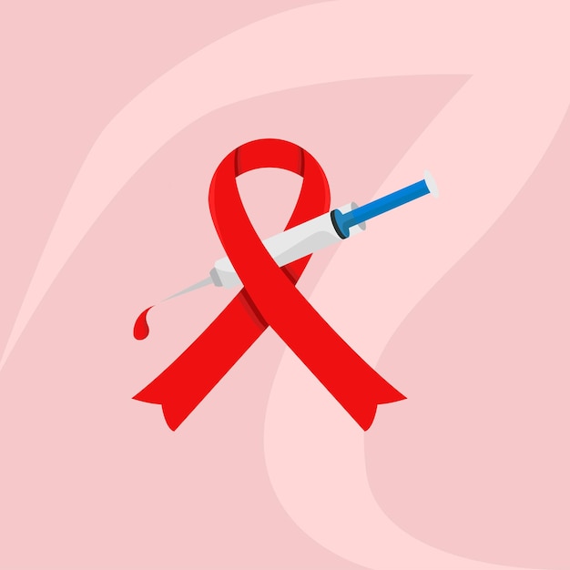 Vector vector ribbons and syringes commemorating world aids day