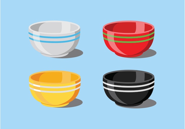 Vector rice bowls in asian style