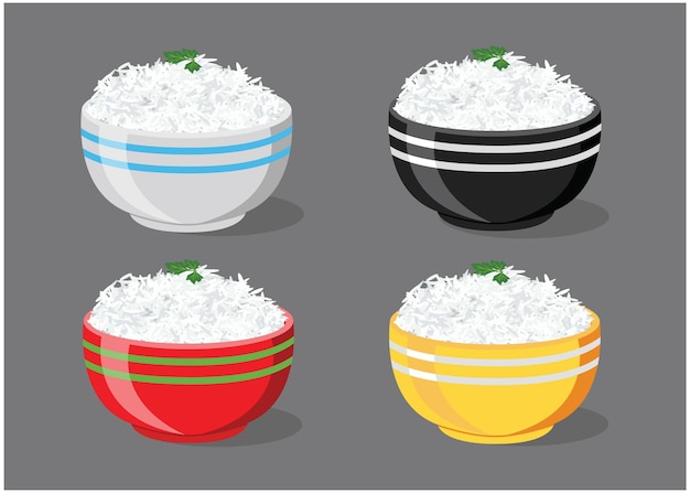 Vector rice bowls in asian style