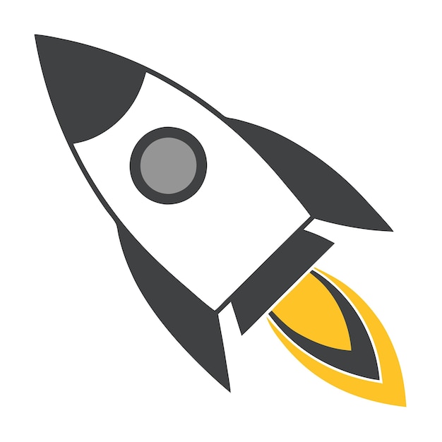 Vector vector rocket in flat style on a isolated white background 18