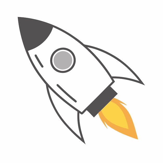 Vector vector rocket in flat style on a isolated white background 21