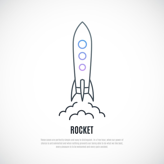 Vector Rocket icon in line style