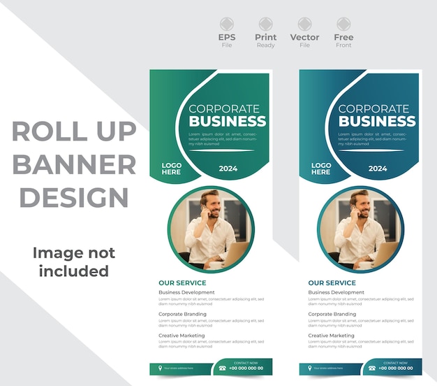 Vector vector roll up banner design business rollup banner design with mockup