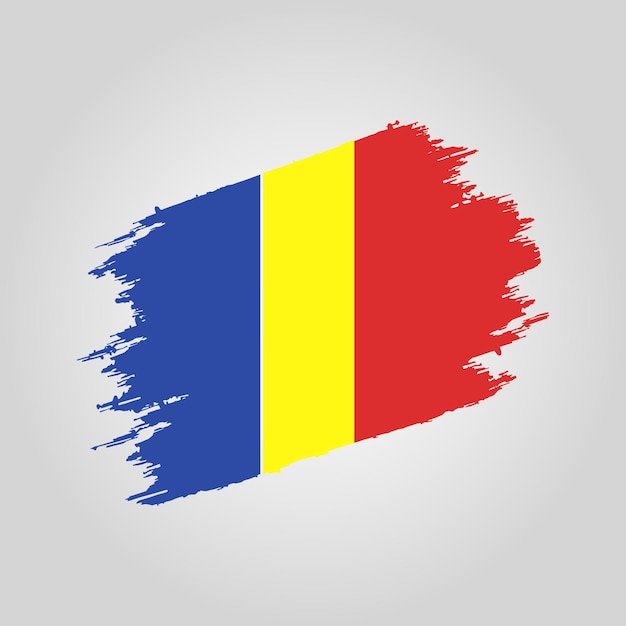 Vector Romania flag Brush stroke with grunge background template