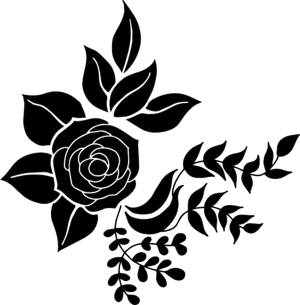 Vector Rose Flower Silhouette Design