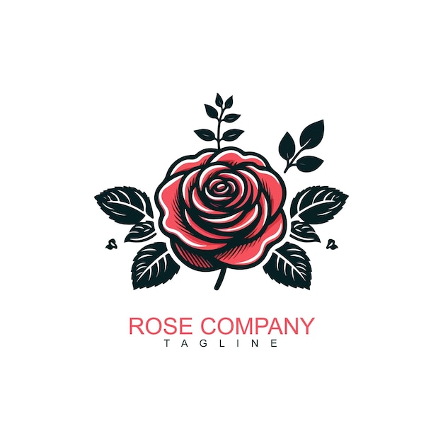 Vector a rose logo with leaves on a white background