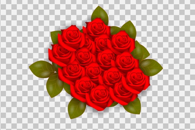 vector rose realistic rose bouquet  with red flowers