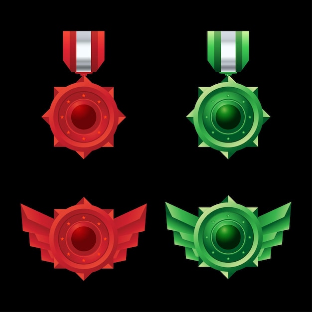 Vector round 3d medal with some variations