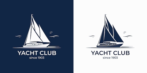 Vector sailing boat yacht logo vector illustration isolated on white Yacht club logotype