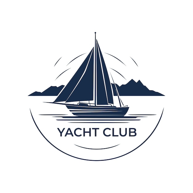 Vector vector sailing boat yacht logo vector illustration isolated on white yacht club logotype