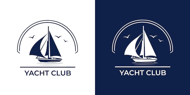 Vector vector sailing boat yacht logo vector illustration isolated on white yacht club logotype