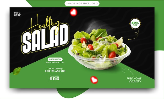 Vector salad promotion social media post web banner template