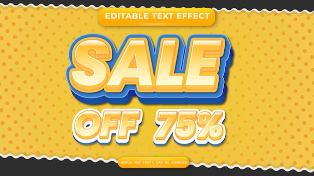 Vector Sale Of 75 percent 3D editable text effect style