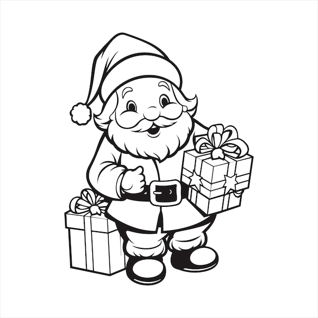 vector santa claus line drawing