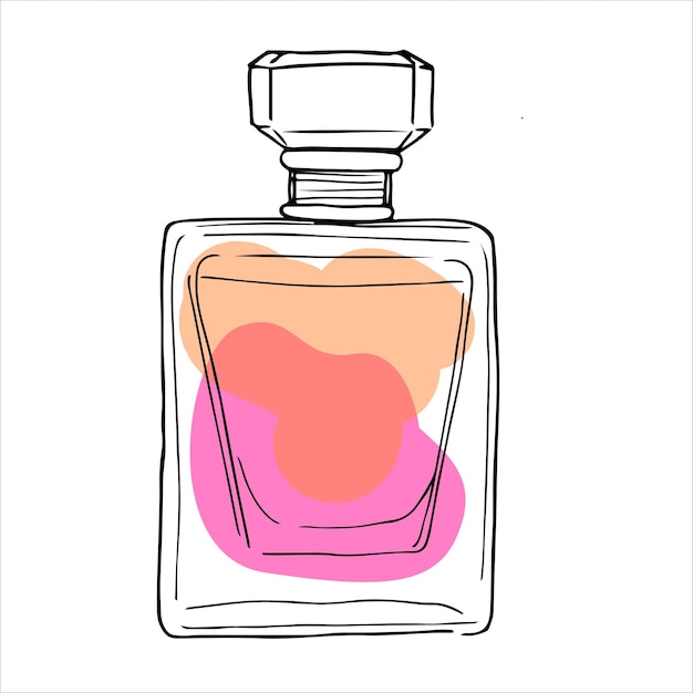 Vector scented perfume bottle isolated on white aroma pheromones line art vector flacon