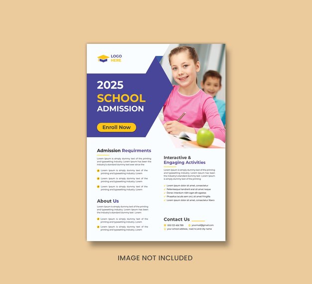 Vector vector school admission professional flyer design template