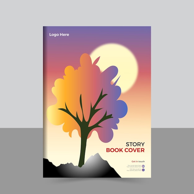 Vector school or story book cover template with awesome background