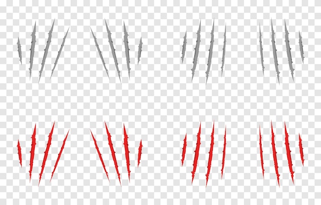 Vector scratches from the claws of the animal PNG. Set of various scratches png.