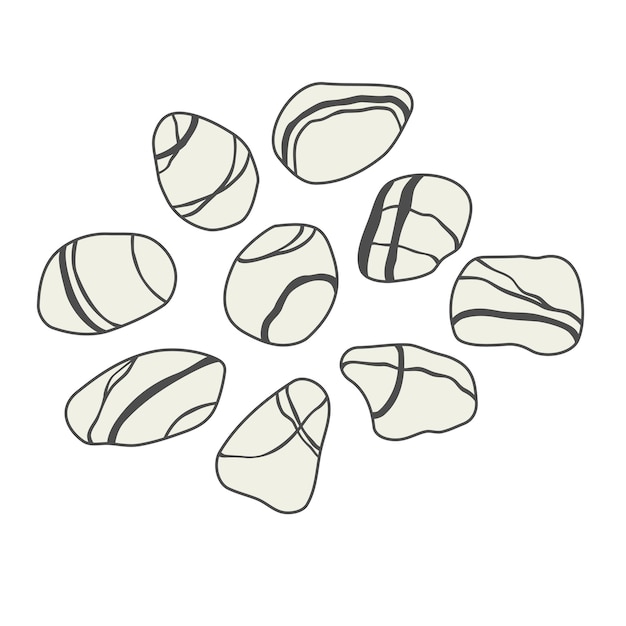 Vector sea stones collection on white background