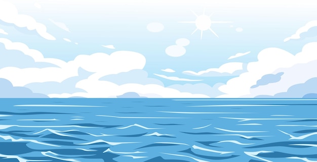 Vector vector sea water scenery in clear sky