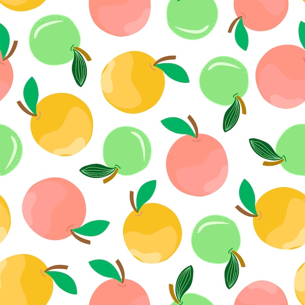 Vector seamless apple pattern. Cute print for fabric, tablecloth, juice packaging, covers. A useful natural dietary product