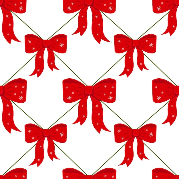 Vector seamless background with Christmas red bow