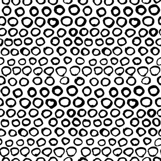 Vector seamless black and white graphic hand drawn pattern. Doodle ink dots background