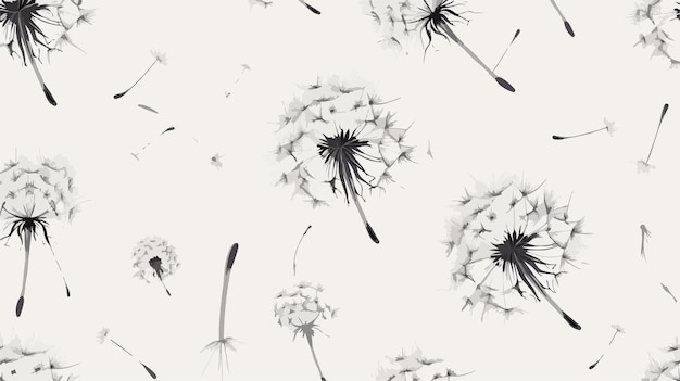 Vector Seamless Dandelion Flying Pattern