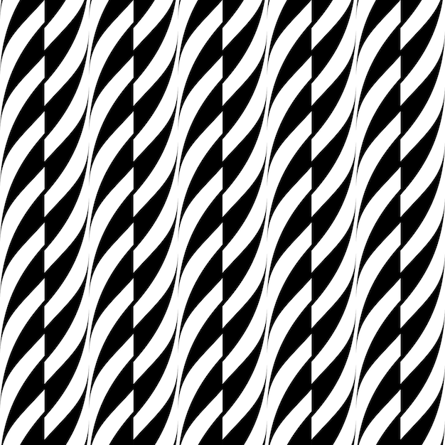 Vector seamless decorative pattern - striped black and white texture Abstract monochrome background