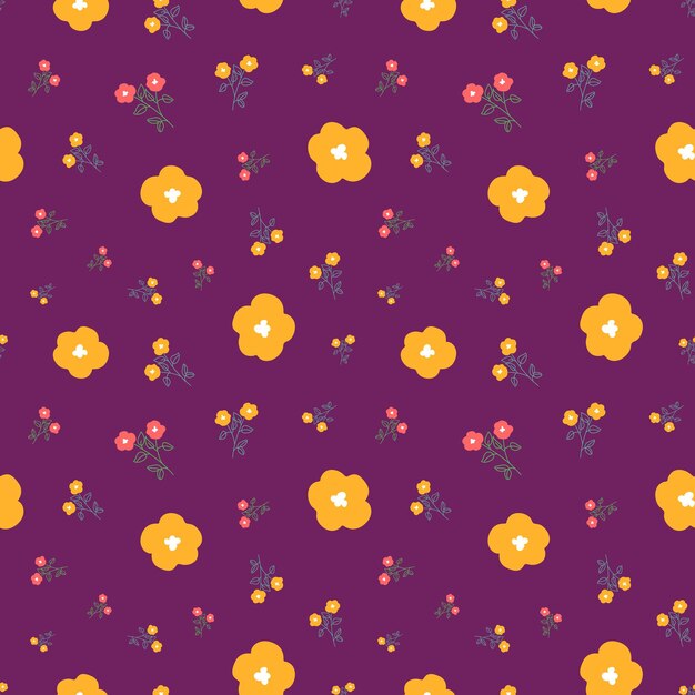 Vector seamless ditsy floral pattern background