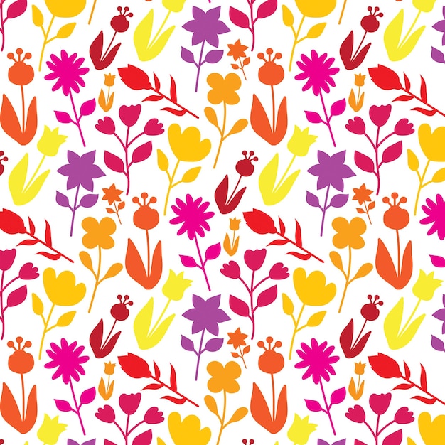 Vector seamless floral colorful pattern on white background