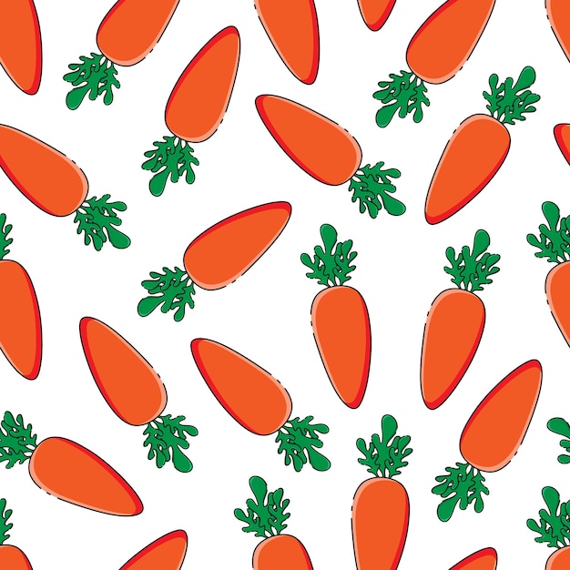 Vector seamless fruit pattern bright juicy summer carrots on a white background A pattern for the design of websites vegan products packaging etc