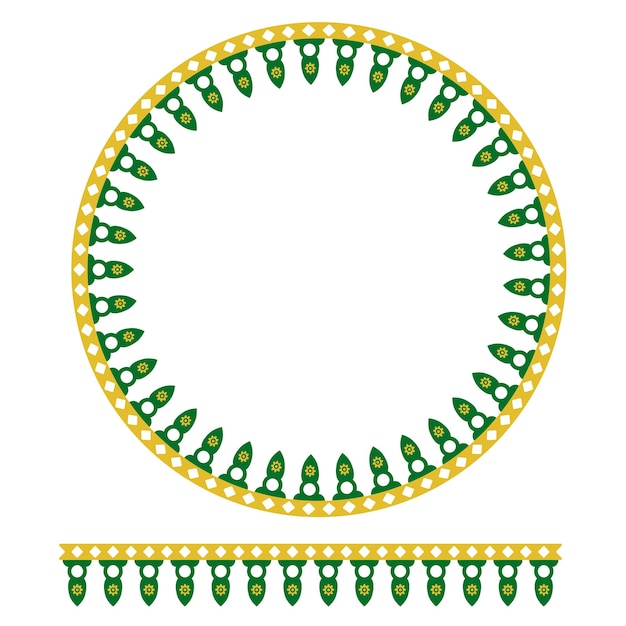 Vector Seamless green yellow Circle Decoration Traditional House of Old Jakarta, Indonesia