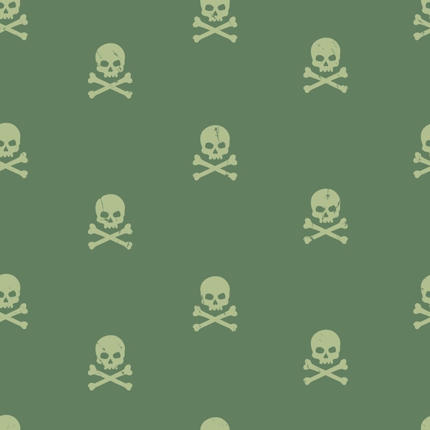 Vector seamless grunge pattern with skulls and bones