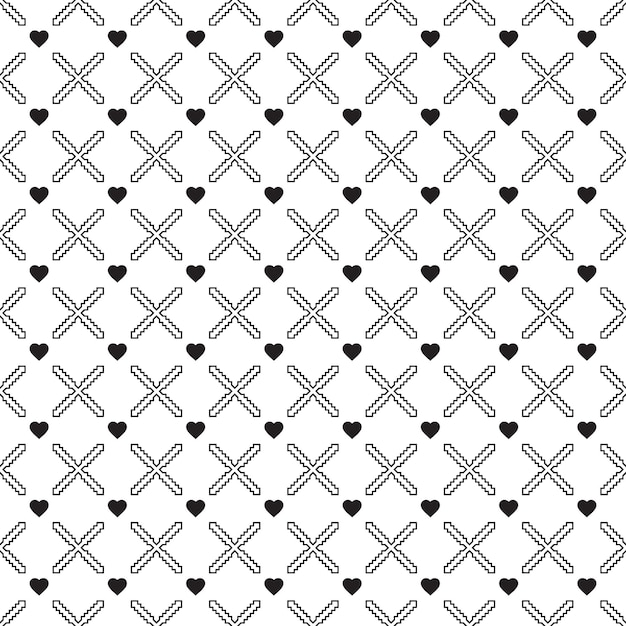 Vector seamless heart pattern EPS. Modern stylish texture Black love Pattern