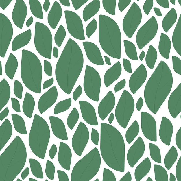 Vector seamless leaves pattern green mosaic design Hand drawn decorative endless background