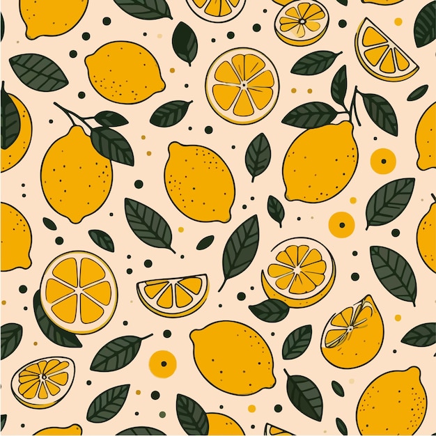 Vector seamless lemon pattern with a simple and minimalist flat design style