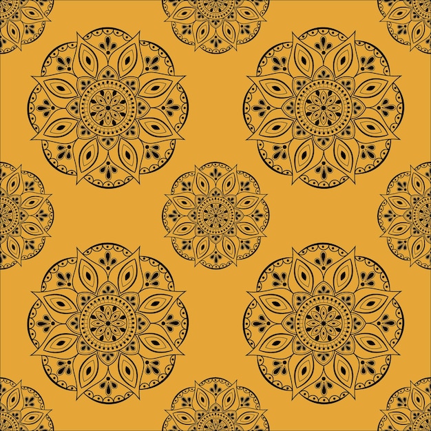 Vector seamless mandala with a pattern.Patterned background with doodles.Vintage decorative element