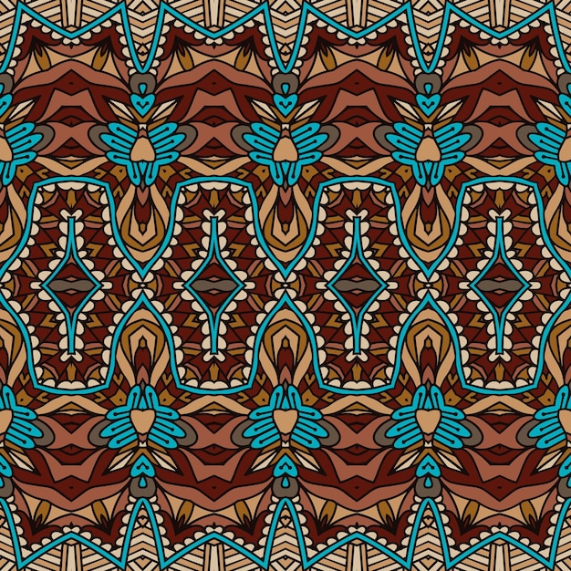 Vector seamless pattern african art batik ikat Ethnic print vintage fabric design