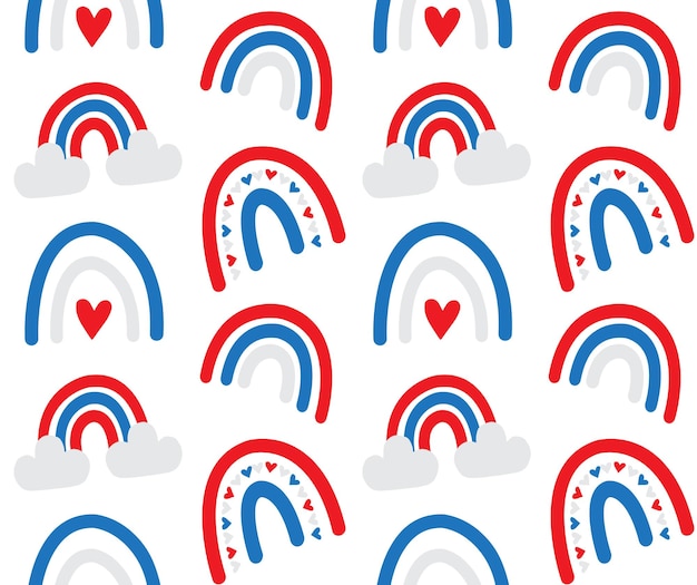 Vector seamless pattern of American flag rainbow