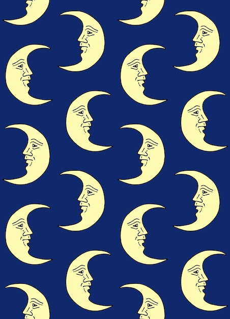 Vector seamless pattern of astrological moon