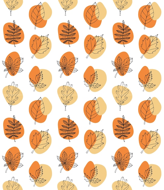 Vector seamless pattern of autumn leaves and dot