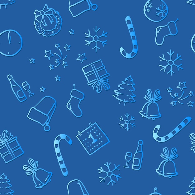 Vector Seamless Pattern Background of Christmas Symbols