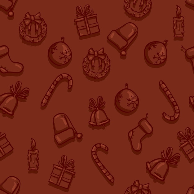 Vector Seamless Pattern Background of Christmas Symbols