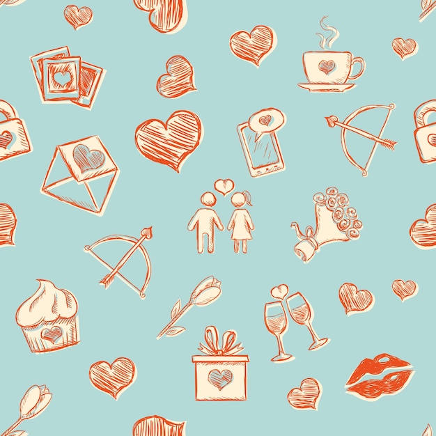 Vector Seamless Pattern Background for Valentines Day