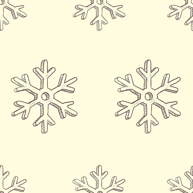 Vector Seamless Pattern Background with Sketch Snowflakes