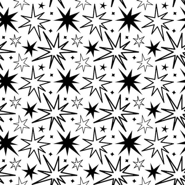 vector seamless pattern of black and white stars print for fabric wrapping paper or design