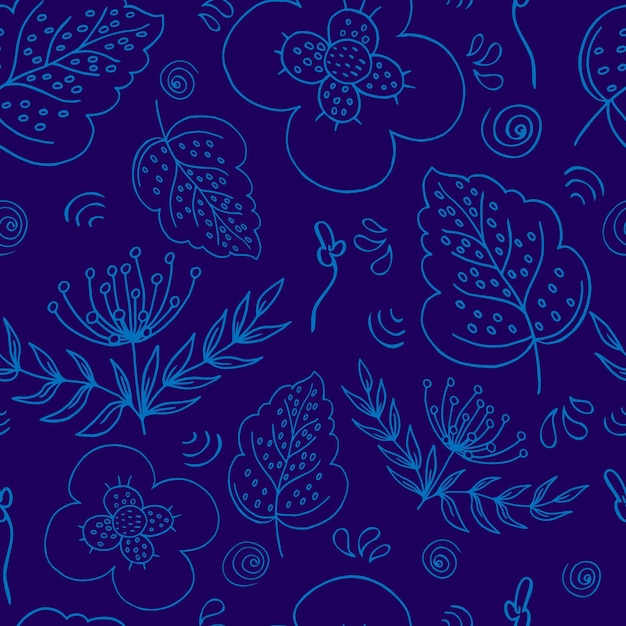 Vector seamless pattern botanical outline illustration For fabrics textiles paper cards wrapping paper and invitations